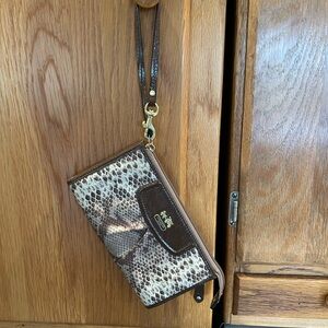 Coach Brown Snake Print Wristlet